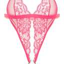 Avidlove Women Deep V Lingerie Lace Teddy One Piece Babydoll Mini Bodysuit (Medium, Rose Red)