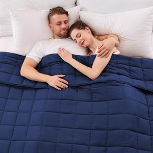 yescool Weighted Blanket for Adults (20 lbs, 88 x 104, Blue) Cooling Heavy Blanket for Sleeping Perfect for 190-210 lbs, Queen Size Breathable Blanket with Premium Glass Bead, Machine Washable