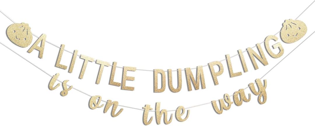 A Little Dumpling is On The Way Baby Shower Banner - Baby Shower Decorations, Gender Reveal Hanging Banner Sign Decor, Gender Reveal Decorations for Party Indoor Outdoor...