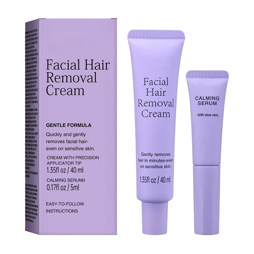 Luuma Facial Hair Removal Cream, Gentle Hairs Removers with Serum for Women, Long-Lasting Depilatory Cream for All Skin Types (1)