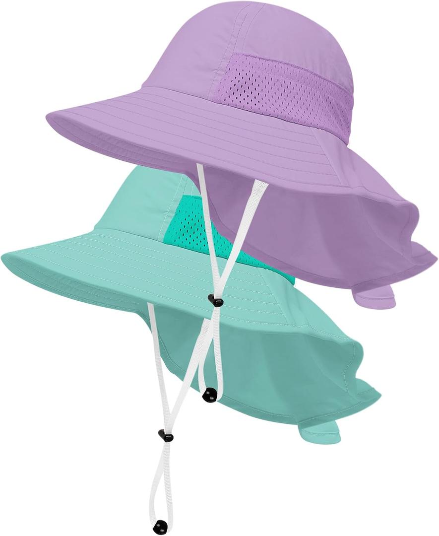 Toddler Baby Sun Hat Kids Summer Beach Essentials Adjustable Beach Hats with Bucket Wide Brim for Boys Girls Age 0-14 Years