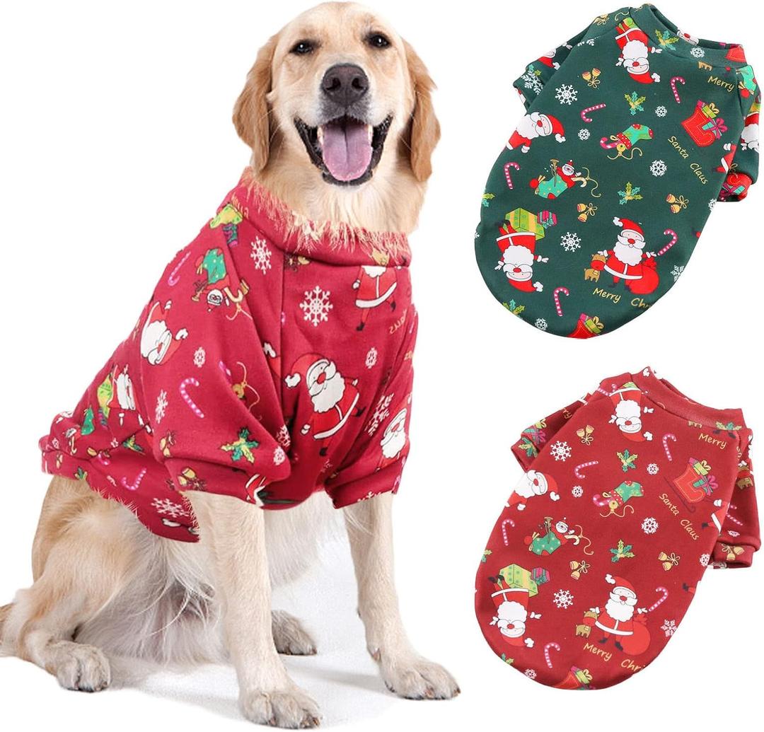 AFYHH 2Pack Large Dog Christmas Sweater-Outfits - Winter Warm Xmas Puppy Holiday for Medium Large Dogs (L (Chest:31.5'',Back:19.7''))