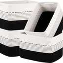 OIASKET 4 Pack Storage Baskets for Organizing, 13"X9"X7.87", Decorative Cotton Rope Baskets for Shelves, Small Woven Basket for Toys, Books and Towels, Black & White