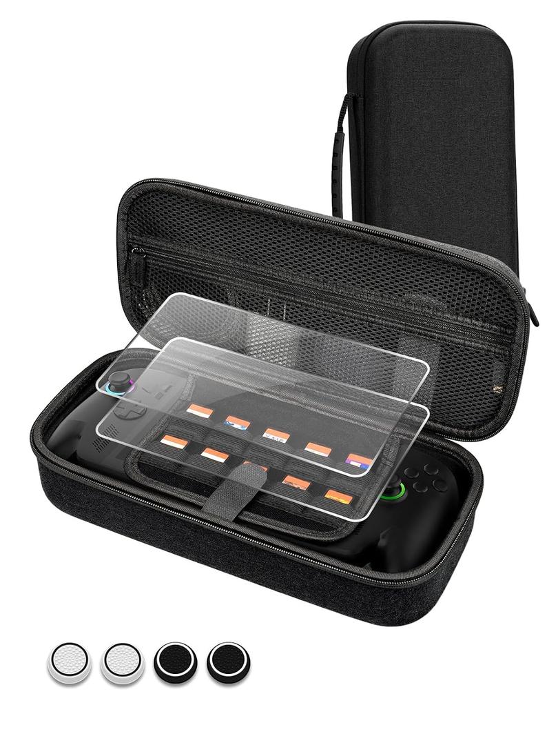 Dockteck Carrying Case for ROG Xbox Ally & Xbox Ally X 2025 with 2 Screen Protectors, 4 Thumb Grip Caps, 10 SD Card Slots, Portable Travel Storage Bag for Gaming Console and Accessories