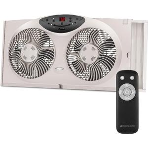 Bionaire Window Fan with Reversible Airflow Blades – 3-Speed Settings, Programmable Thermostat, LED Display, Remote Control, Fits 24–36" Windows, No Assembly Required