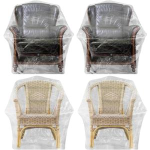Abbylike 4 Pcs Plastic Furniture Covers Extra Large Recliner Armchair Patio Chair Covers Clear 65 x 42 x 34 Inch Waterproof Dust Proof Swivel Lounge Rocking Chair Protectors for Moving Storage