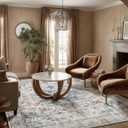 5x7 Area Rugs for Living Room: Washable Bedroom Rug Boho Vintage Rugs Stain Resistant Non Slip Low Pile Soft Lightweight Carpet for Kitchen Dining Room Farmhouse Nursery Kids Room Home Office (Blue and Cream)