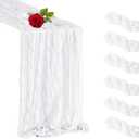6 Pack White Cheesecloth Table Runner 35 x 120 inch Boho Rustic Gauze Table Runner 10 FT Long, Semi Sheer Cheese Cloth Runner for Wedding Party Banquet Baby Shower Birthday Decoration