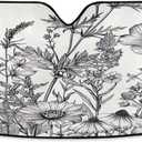 Black and White Flowers Windshield Sun Shade - Foldable Car Front Window Sunshades for Most Sedans SUV Truck - Blocks UV Rays and Keeps Your Vehicle Cool