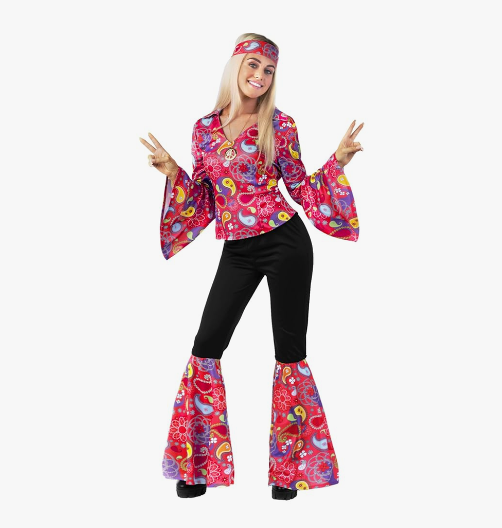 Morph 70s Costumes For Women Hippie Disco Outfit - Retro 60s 70s Style Costume For Parties, Festivals, and Events, XL