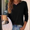 Dokotoo T Shirts for Women Casual Long Sleeve V Neck Lace Trim Tops Lightweight Solid Color Basic Tees Blouses (XL)