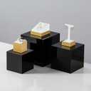 Sets of 3 Acrylic Catering Supplies Display Stand Buffet Risers for food,Displays Stands for party,dessert table display set,retail counter,Nesting Risers with Hollow Bottoms (Glossy Black, S)