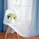 Ombre Chiffon Sheer Curtains Blue for Living Room Gradient Crinkle Semi Voile Curtain Panels for Bedroom Light Filtering Window Drapes for Office, Patio, Holiday Decor, Rod Pocket, 52"Wx95"L, 2 Pcs