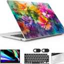 for MacBook Air 15 inch Case 2023 2024 2025 Release A3241 M4 A3114 M3 A2941 M2 with Liquid Retina Display & Touch ID, Hard Shell with Screen Protector & Webcam Cover, Multicolored Flowers