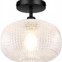 Semi Flush Mount Ceiling Light,Globe Glass Ceiling Lights,Black Hallway Light Fixtures,Entryway Light Fixture,Kitchen Lighting Fixtures Ceiling,Modern Hanging Lighting for Closet,Foyer