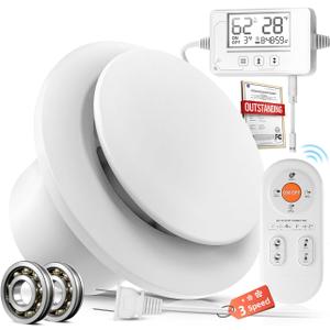 3 Speed Bathroom Exhaust Fan with Humidity Sensor with Remote Control, Timer Humidity & Temperature Control Quiet Upgraded 2600RPM Bathroom Fan for Attic Basement Garage P109A(4 inch Exhaust Fan) (White)