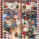 2 x 9 Sheets Christmas Cats Window Clings Reusable Cats Animal Xmas Tree Window Decals Double Side Printed Window Stickers Glass Door Home Party Supplies Showcase Decoration (Skjd2340)