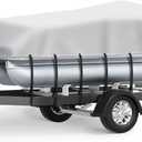 Pontoon Boat Cover, Waterproof 1200D Pontoon Cover with Motor Cover, 21-24 FT Canvas Boat Cover for Pontoon, Gray (Length: 21'-24' Beam Width: up to 102")