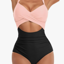 Eomenie Women's One Piece Swimsuits Tummy Control Cutout High Waisted Bathing Suit Wrap Tie Back 1 Piece Swimsuit, Size 3XL