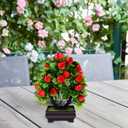 Artificial Potted Strawberry Plant Realistic Faux Bonsai Decoration 9.45In Indoor Tabletop Greenery Home Office Decor 2Pcs