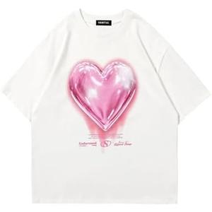 Vamtac Love Balloon Graphic Tees Men Y2k Oversized Cute Tshirts Summer Heart Short Sleeve Cotton Tops, L