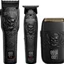 BESTBOMG Professional Cordless Mens Hair Clippers & Beard Trimmer and Electric Shavers Kits & Sets,Metal Hair Clippers Cutting Grooming Kit with Long Battery Life for Family Barber Use (Black) (3 PACK)