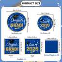 2026 Graduation Party Supplies Tableware Set - 200 Pcs Blue Gold Graduation Plates and Napkins Class of 2026 Disposable Dinnerware for College High School Congrats Grad Party Favors, Serve 50