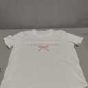 Girl's Letter Bow Graphic Tees Short Sleeve Crewneck Cute Shirts for Teen Girls Trendy (White) 12Y