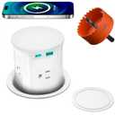 Pop Up Countertop Outlet with 15W Wireless Charger,Pop up Outlet,Max 20W USB Power Delivery,Free 3.94"100mm Hole Opener,Pop Up Electrical Outlet with 4 Outlets 15A, 2 USB Ports for Home Office.