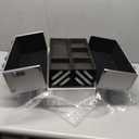 Makeup Train Case - Professional 14" Large Make Up Artist Organizer Kit - Shoulder Bag With Adjustable Dividers, 4 Trays & Key Lock - The Cosmetic Studio Box Is Designed To Fit all Cosmetics - Silver