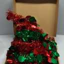 5Ft Pop Up Christmas Tree with Lights, Collapsible Pencil Tree Red Green, Skinny Christmas Tree Slim Xmas Tree, Artificial Tinsel Tree Foldable for Home Apartment Holiday Party Winter Decor