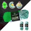 BATELO Glow in The Dark Luminous Crochet Polyester Yarn - Halloween Party Ghost Pumpkin Doll - Total 3.52oz/100g 115.92yd/106m Light Green Yarn , Pack of 5