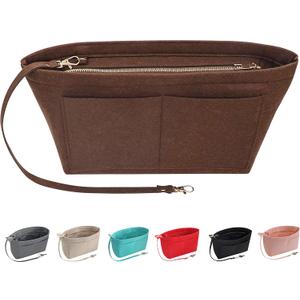 Soyizom Purse Organizer Insert Felt Purse Insert Bag Organizers Multi Pockets Tote Bag in Bag for Women,Coffee-XL
