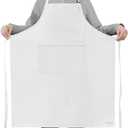 L'VOW Studio Extra Large Apron for Men Adjustable Bib Aprons with 2 Pockets Cooking Kitchen Women Chef Water & Oil Resistant (1 Pack, White)