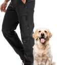 Lizorn Men's Snow Ski Pants Waterproof Insulated Winter Softshell Fleece Lined Hiking Work Snowboard Trousers for ColdWeather (34, Black)