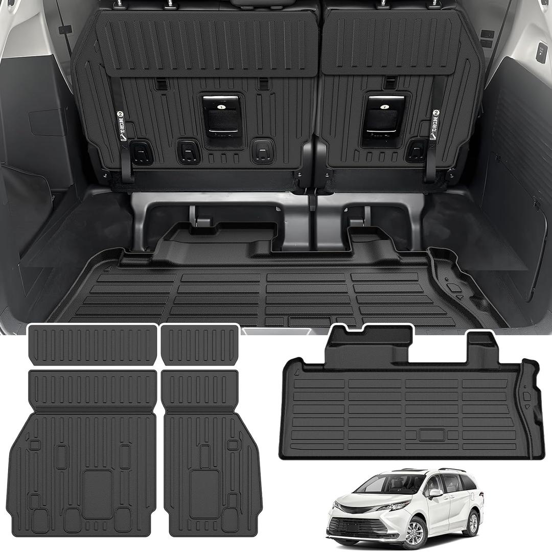 Sienna Cargo Liner - Trunk Mat for Toyota Sienna 2021-2026, All Weather Cargo Mat for Sienna Accessories, Heavy Duty Car Mats, Car Accessories