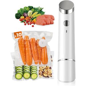 Portable Vacuum Sealer for Food, 10 Reusable Sealer Bags with 60kPa Powerful Handheld Vacuum Sealer Machine, Seal Meal Saver, Cordless Compact Food Sealer for Freezer, Microwave