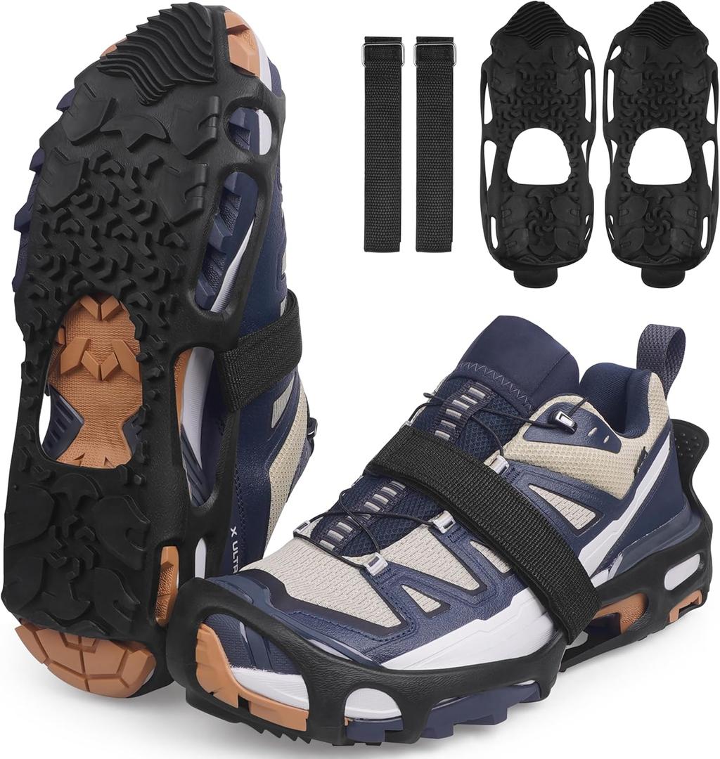 Spikeless Ice Cleats Anti-Slip Snow Traction Crampons Ice Grippers for Shoes and Boots Indoor/Outdoor Slip-On Rubber Tread Overshoes Traction Devices S-M
