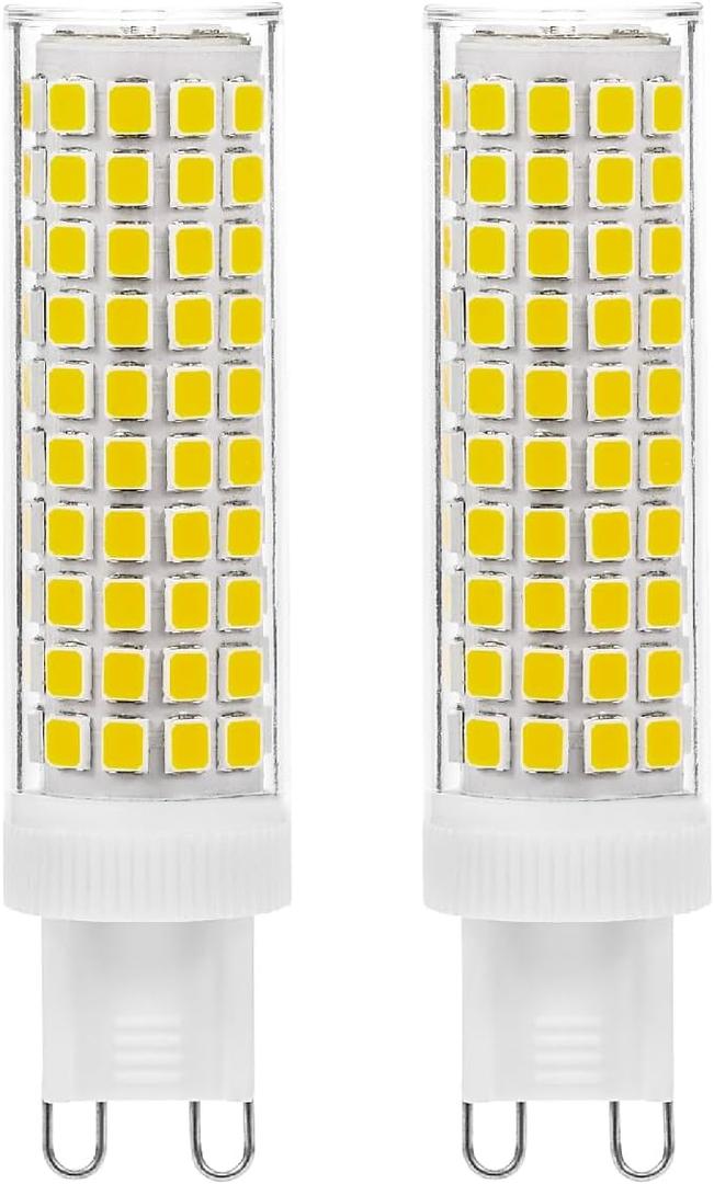 G9 LED Bulb Non-Dimmable 10W,100W T4 G9 Halogen Bulb Equivalent,Daylight White 6000K,Wide Voltage AC 100V-265V,1200LM G9 Bulbs for Home Lighting Chandelier Ceiling Fixture(2-Pack)