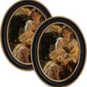 eletecpro 5x7 Vintage Picture Frame Set of 2 with Real Glass Cover, Oval Ornate Photo Frame, Display 5x7 Picture for Tabletop or Wall Hanging, Black Home Decor for Gallery Art