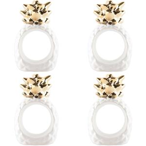 DII Decorative Unique Novelty Napkin Ring Set, Gold Pineapple, 6 Count (One Size)
