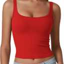 Avidlove Tank Top for Women 2026 Summer Ribbed Square Neck Tank Tops Fitted Slimming Tops Basic Going Out Top Casual (X-Small, Red)