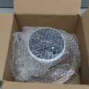 White Wash Round Display Wood Riser, 8.25 Shabby Chic Pedestal Tray Decor with Beads, Farmhouse Display Stands for Small Items in Coffee Bar, Bathroom, Kitchen Island