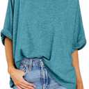 Women's Oversized T Shirts Loose Fit Tunic Tshirts Casual Summer Short Sleeve Tops Basic Tees (XXL)