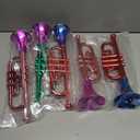 ArtCreativity 13 Inch Metallic Trumpets, Set of 5, Fun Plastic Musical Instruments Noise Makers for Parties and Events, Music Toys for Kids, Cool Birthday Party Favors for Boys and Girls