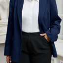 Cicy Bell Women's Plus Size Casual Blazers Lapel Long Sleeve Work Office Suit Jackets Open Front Curvy Blazers (Blue, Size XXL)