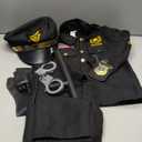 Kangaroo Police Costume for Kids Black Cop Outfit with Hat, Badge, Handcuffs, Holster & More (Small 4-6)