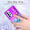 4 x for Galaxy A23 Case with HD Screen Protector,Gradient Quicksand Glitter Liquid Floating Waterfall Durable Girls Cute Phone Case for Samsung A23 5G (Purple/Blue)