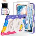 ROISKIN for iPad Pro 13 inch Case (M5 2025 / M4 2024) -with HD Screen Protector, 360 Rotating Kickstand/Handle, Shoulder Strap, Pen Holder, Heavy Duty Military Grade - Kids Friendly