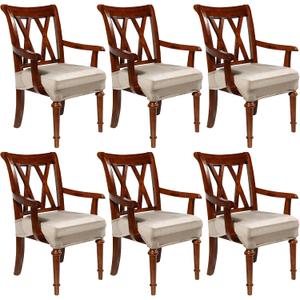 Havawish Large Dining Room Chair Seat Covers with Armrest Dining Chair Slip Covers Protectors (6 Pcs,Taupe) (Velvet)